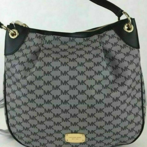 Jet Set Large Convertible Shoulder Tote Bag Purse Black Gray - Picture 2 of 2